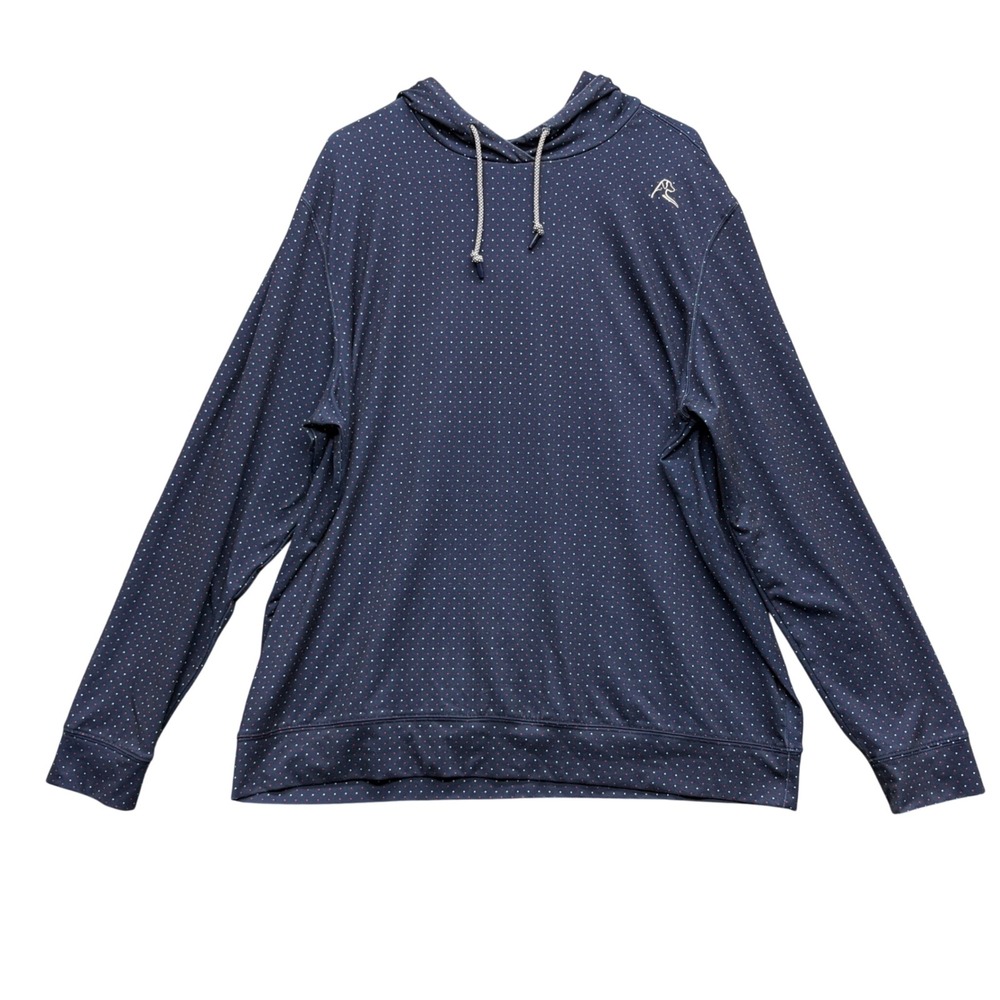 Rhoback Hesi Hoodie Mens XL Navy Blue Polka Dot Performance Activewear Pullover